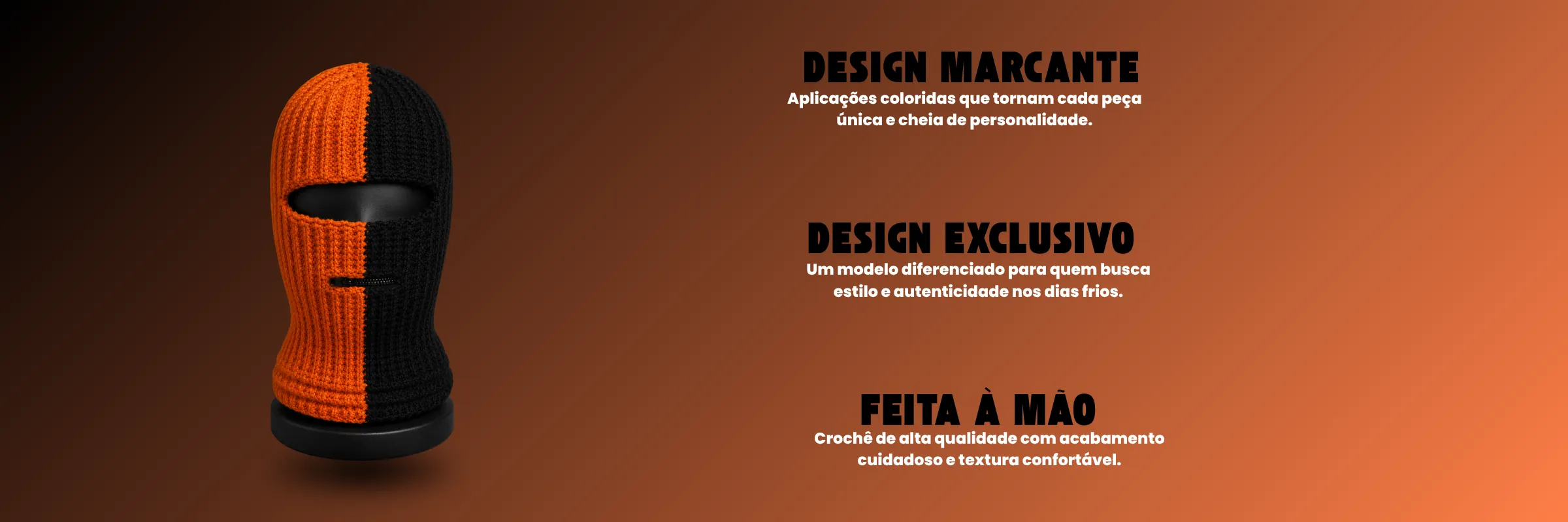 Balaclava laranja e preta